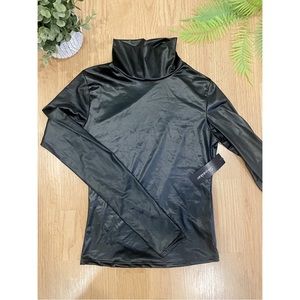 Faux Leather Turtle Neck